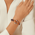 Pulseira Grilhão Cordão Trançado Bicolor