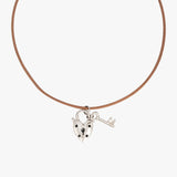 collier Cœur Cadenas Cuir
