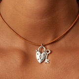 collier Cœur Cadenas Cuir